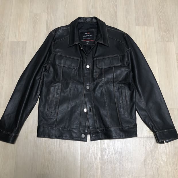 (M) UFO NYC 천연 소가죽 워시드 3rd 타입 트러커 자켓 