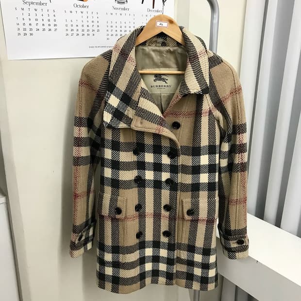 버버리 노바체크 울 더블 코트