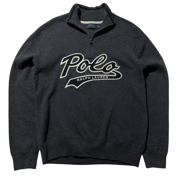폴로 랄프로렌 로고 스펠아웃 하프집업 니트