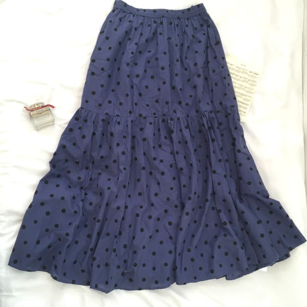 jpn vintage blue navy dot long skirt