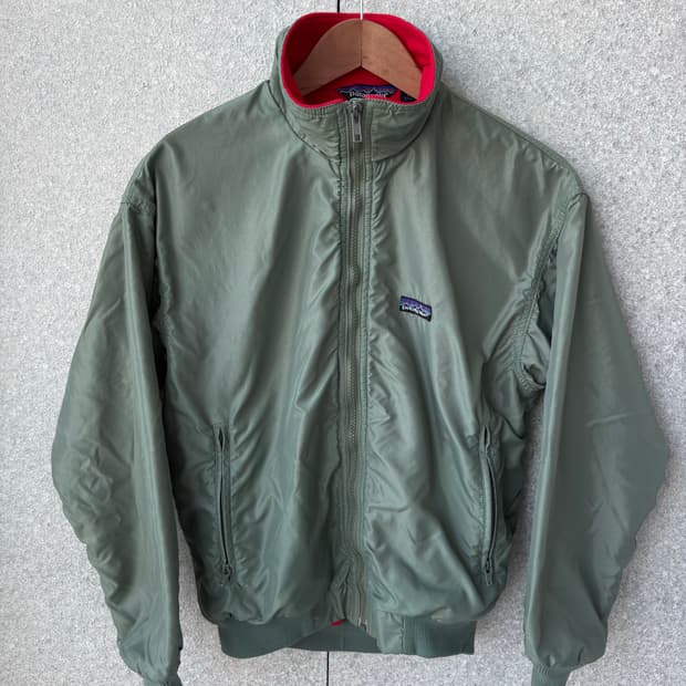 80's빈티지 파타고니아 신칠라 쉘드 봄버 자켓 올리브/레드