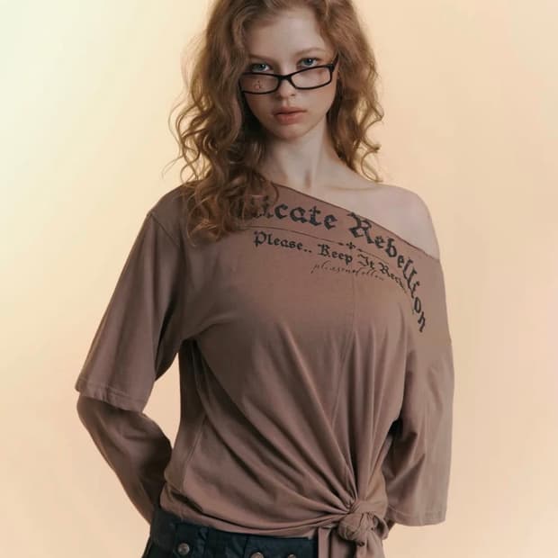 Noice Tie Long Sleeve Top Brick Brown