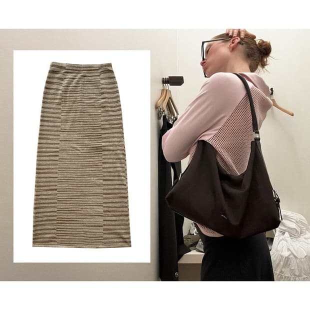 Layered Stripe Knit Skirt °*ﾟ