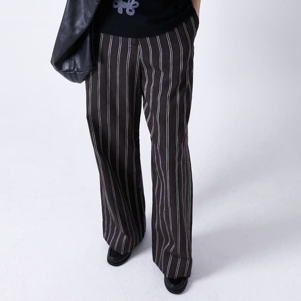 'Blank' Tab High Waist Stripe Trousers