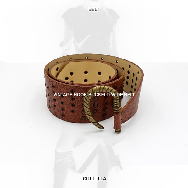 VINTAGE 빈티지 후크 디자인 버클 와이드 벨트