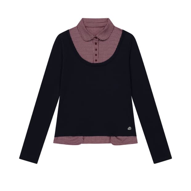 코이세이오 리버서블 칼라 롱슬리브 네이비