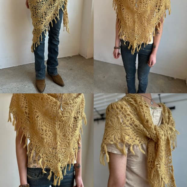 Muted Yellow Floral Crochet Muffler 0277