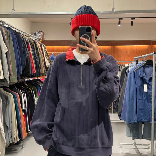 아디다스 반집업 맨투맨 티셔츠