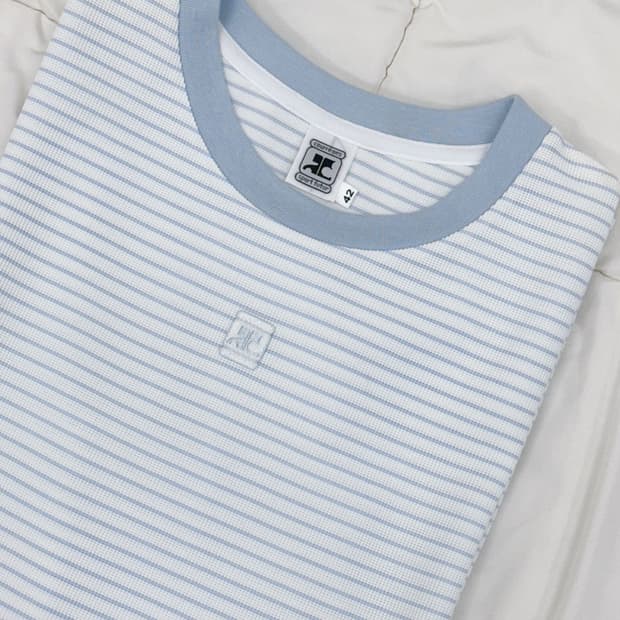 courreges / 꾸레쥬 스카이블루 스트라이프 링거 티셔츠 