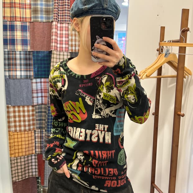 히스테릭글래머 블랙 패치 롱슬리브