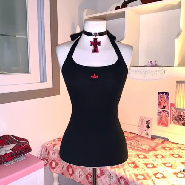 시로키티님 비비안웨스트우드 레드라벨 홀터넥 나시 나나깔 펑크 고스로리갸루