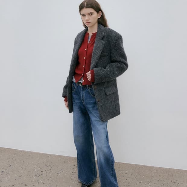 Mais 마이스 헤어리 알파카 블렌드 싱글 코트 차콜