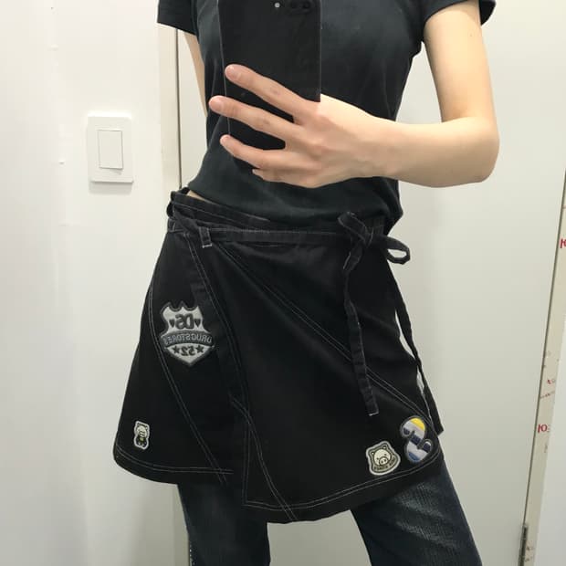 드럭스토어 패치 랩스커트  치마