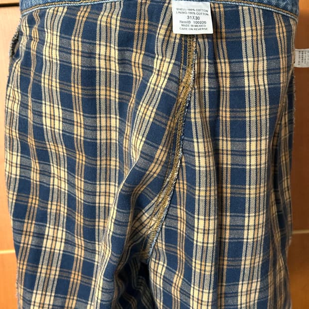 데님 진 / 청바지 체크 플라넬 면 안감