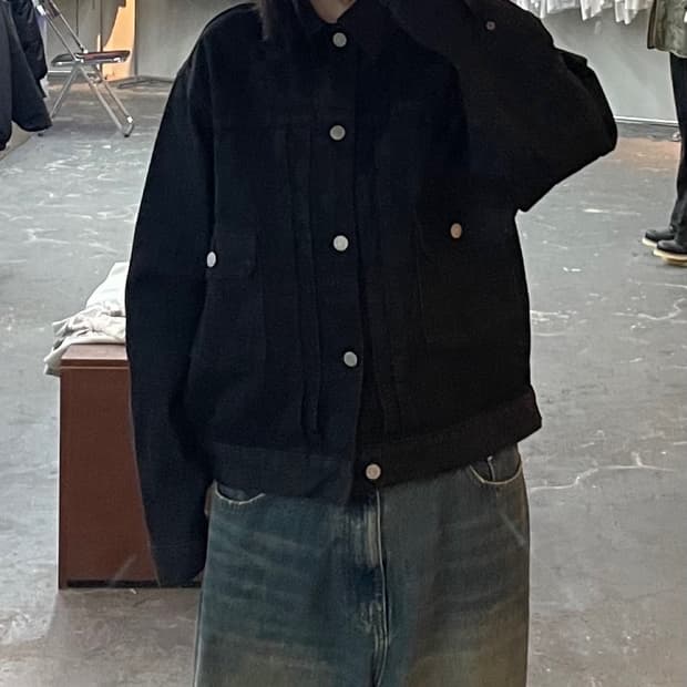 아웃스탠딩 흑청 데님 트러커 자켓 H1441