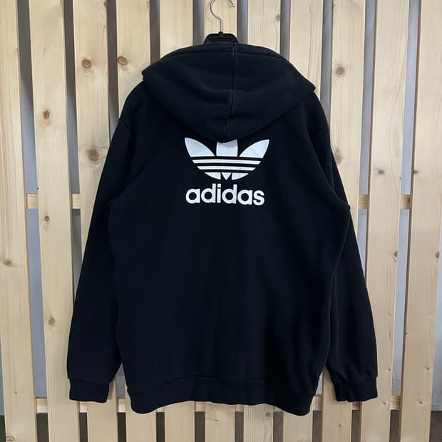 (XL) 아디다스 빅로고 블랙 후드집업