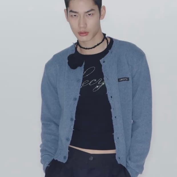 레시토 울 가디건 블루