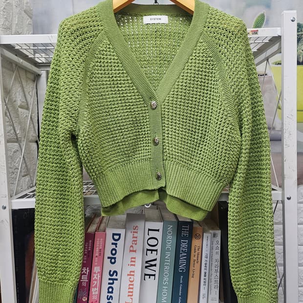 시스템 니트가디건 55 ~ 날씬66 그린 크롭가디건 (프리) WM27