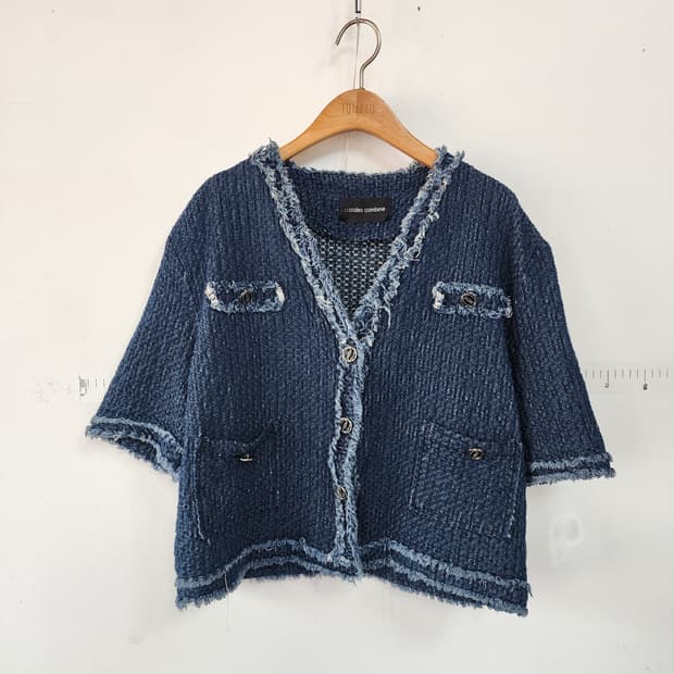 코데즈컴바인 데님 트위드 반팔 자켓