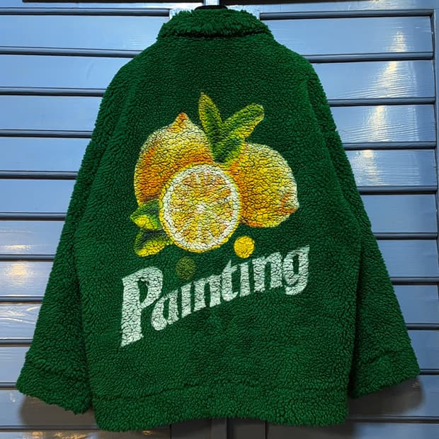 더블렛 핸드페인팅 Faux 시어링 자켓