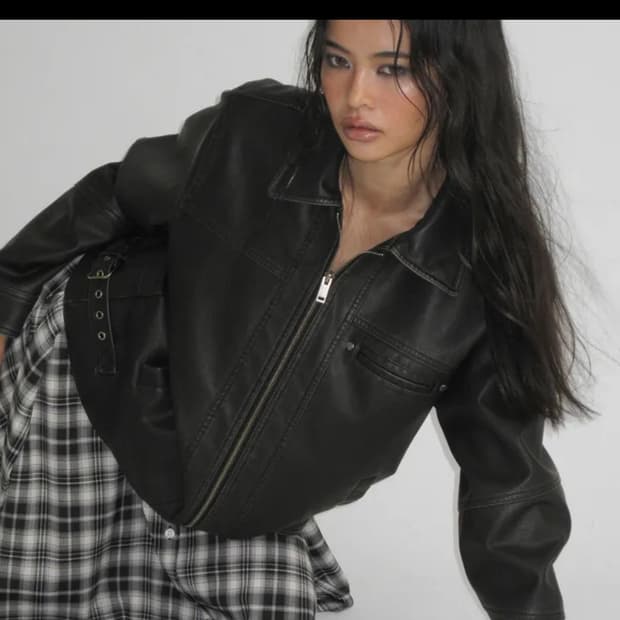 블랙업 쿠다 워싱 레더자켓-블랙