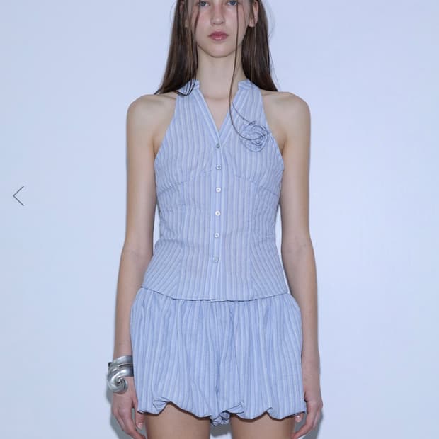 더 포르타, STRIPED SLEEVELESS SHIRT, BLUE
