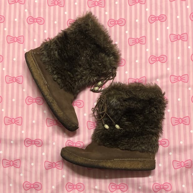 콜롬비아 브라운 갸루신발 부츠 히피 오네갸루