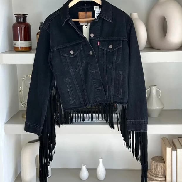 리바이스 블랙 프린지자켓