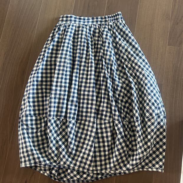 체크 밴딩 벌룬 스커트