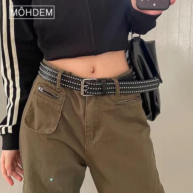 [Unisex] 스타 별 펀칭 가죽 벨트