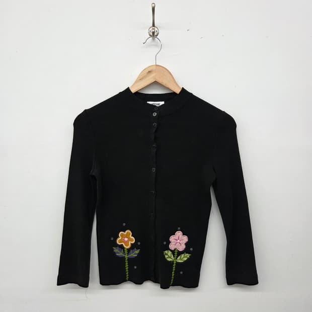모스키노 블랙 꽃자수 가디건 여s