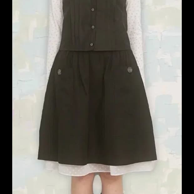 나이엔 3셋업) 티셔츠 베스트 미디 스커트