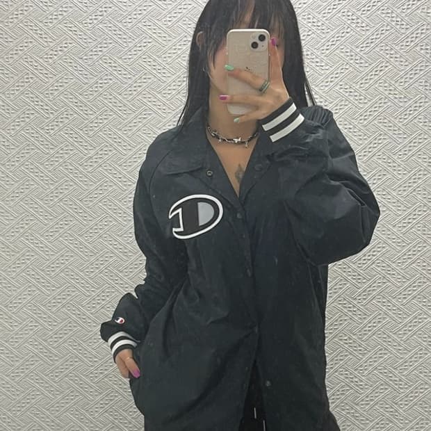 챔피언 올드스쿨 빅로고 바람막이 코치자켓 M C06760