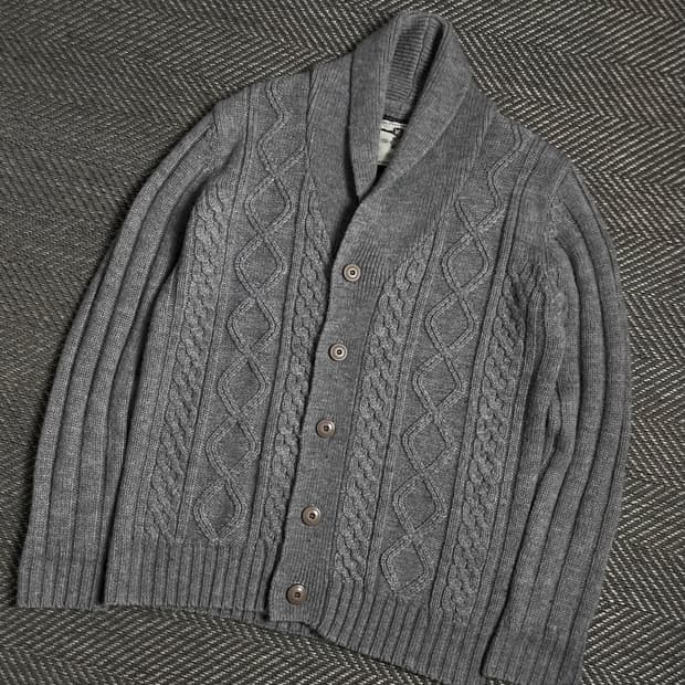 TRAD CLUB 케이블 꽈배기 니트 가디건 그레이y 4801