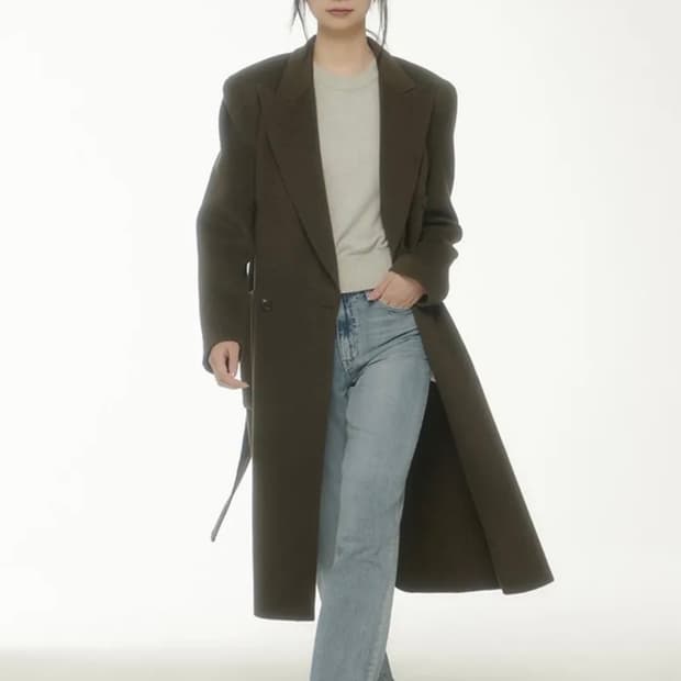 정가 79만) 로우클래식 핸드메이드 더블코트 다크브라운