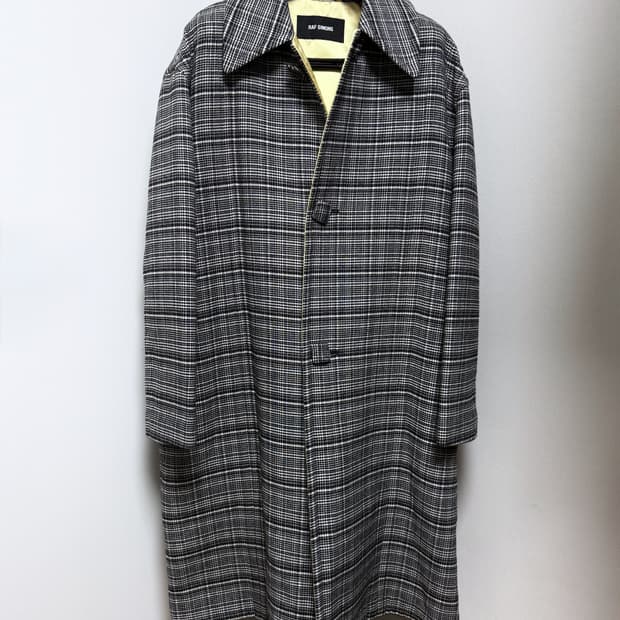 라프시몬스 18fw 카반 울 체크코트 46
