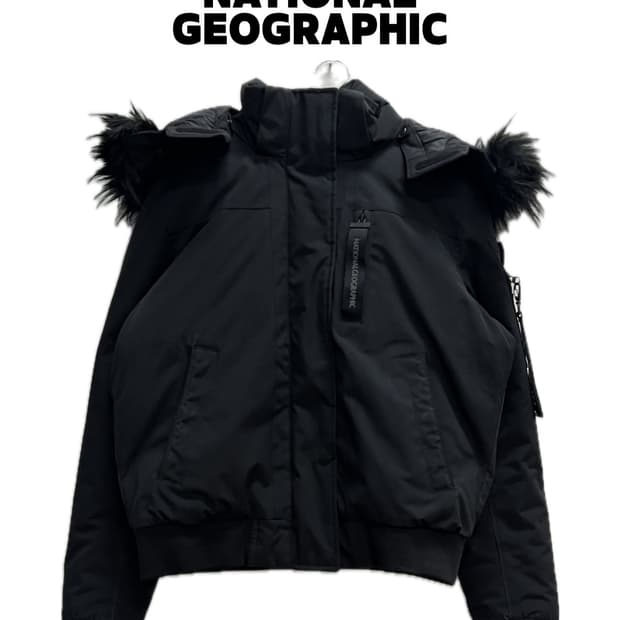 내셔널지오그래픽 타루가 덕다운 숏패딩 블랙