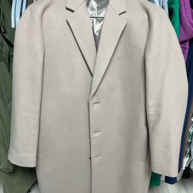 쿠어 캐시미어 혼방 카멜 베이지 코트