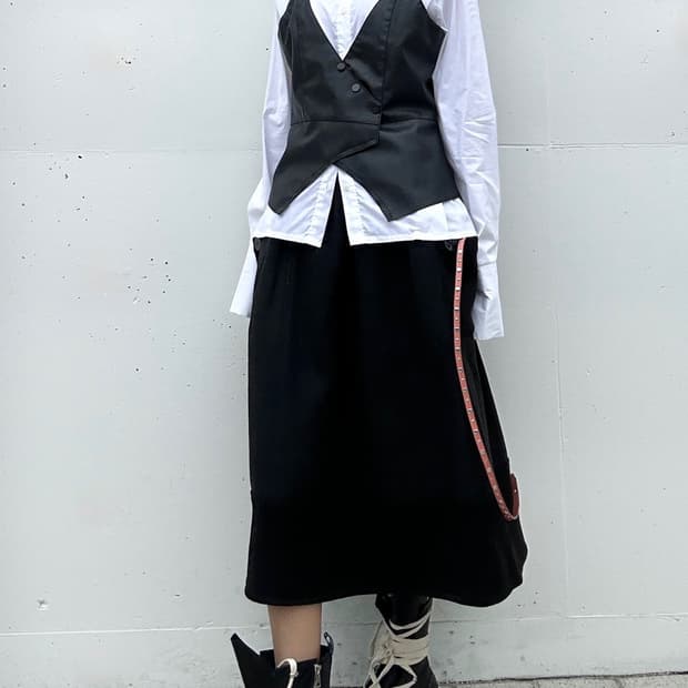 Hunt layered leather vest / black