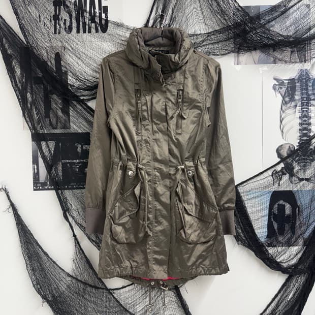 00s zipper detail midi jacket