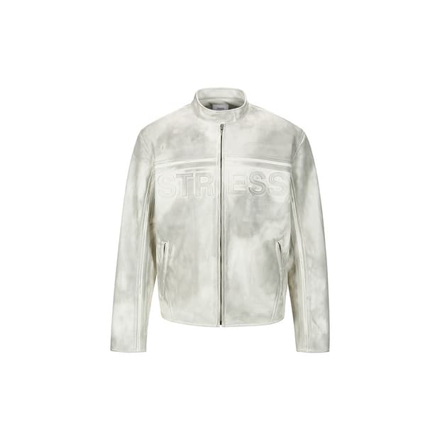 민타임 모터사이클 비건 레더 자켓 더티 화이트 L