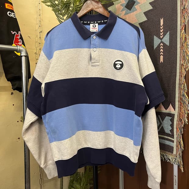 Aape 에이프 스트라이프 레이어드 럭비티 #csz742