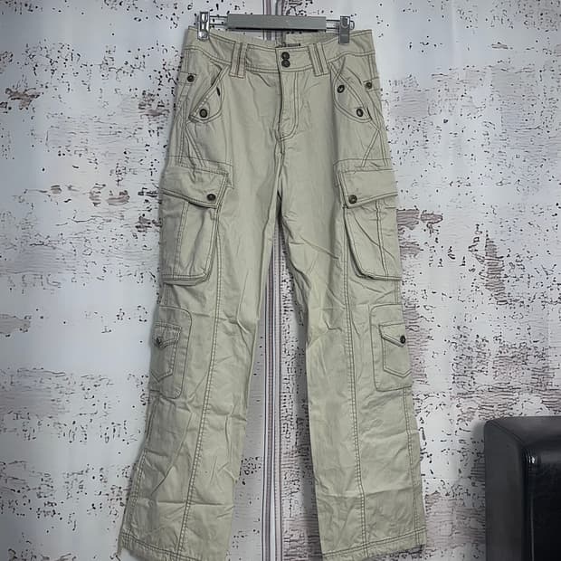 Ivory eyelet-detail cargo pants