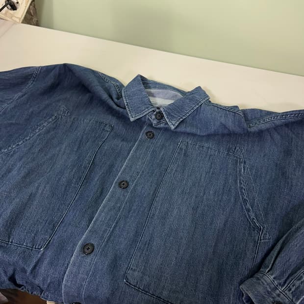 OS 파머스마켓 루즈오버핏 빈티지워시드 데님 워크셔츠자켓