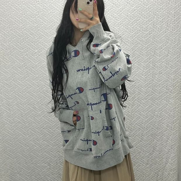 챔피언 올드스쿨 리버스위브 스펠 아웃 기모 후드티 2XL C06570