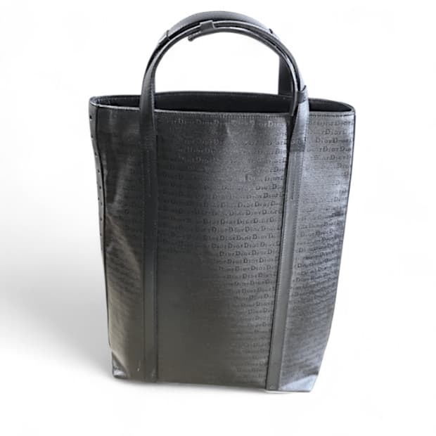 디올옴므 캔버스 레더 로고 자카드 토트백