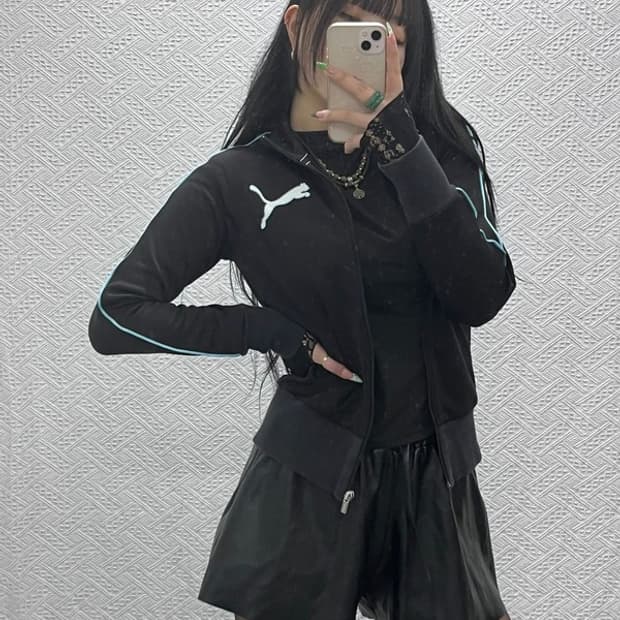 푸마 올드스쿨 Y2K 민트 배색 져지 집업 M C09108