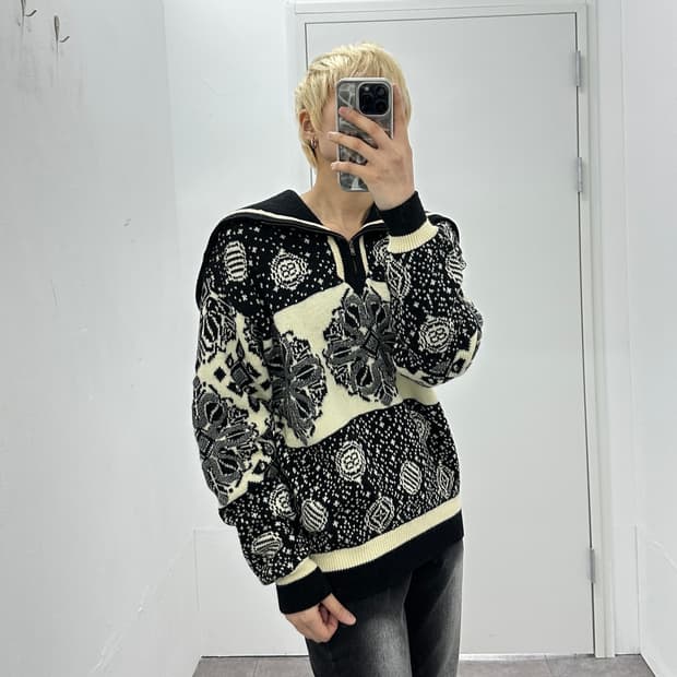 Monsieur Nicole high neck zip up jacquar