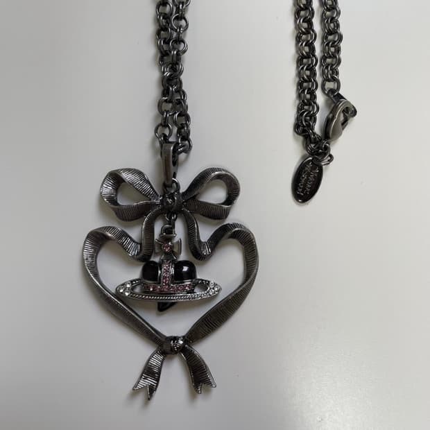 비비안웨스트우드 아카이브 엔틱 리본 크리스탈 큐빅 orb 펜던트 목걸이