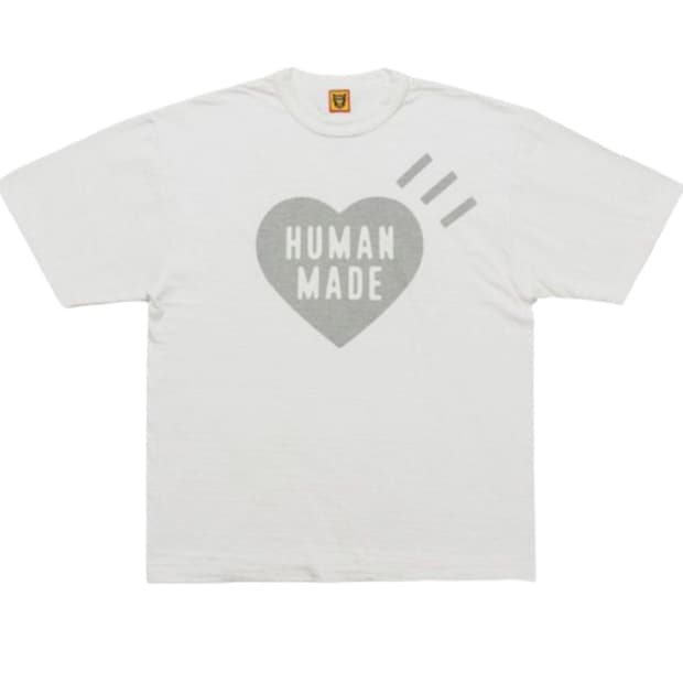 휴먼메이드 하트 티셔츠 화이트 그레이